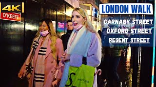 City Walk. Central London. Walk through Carnaby Street, Regent Street & Oxford Street [4K] HDR