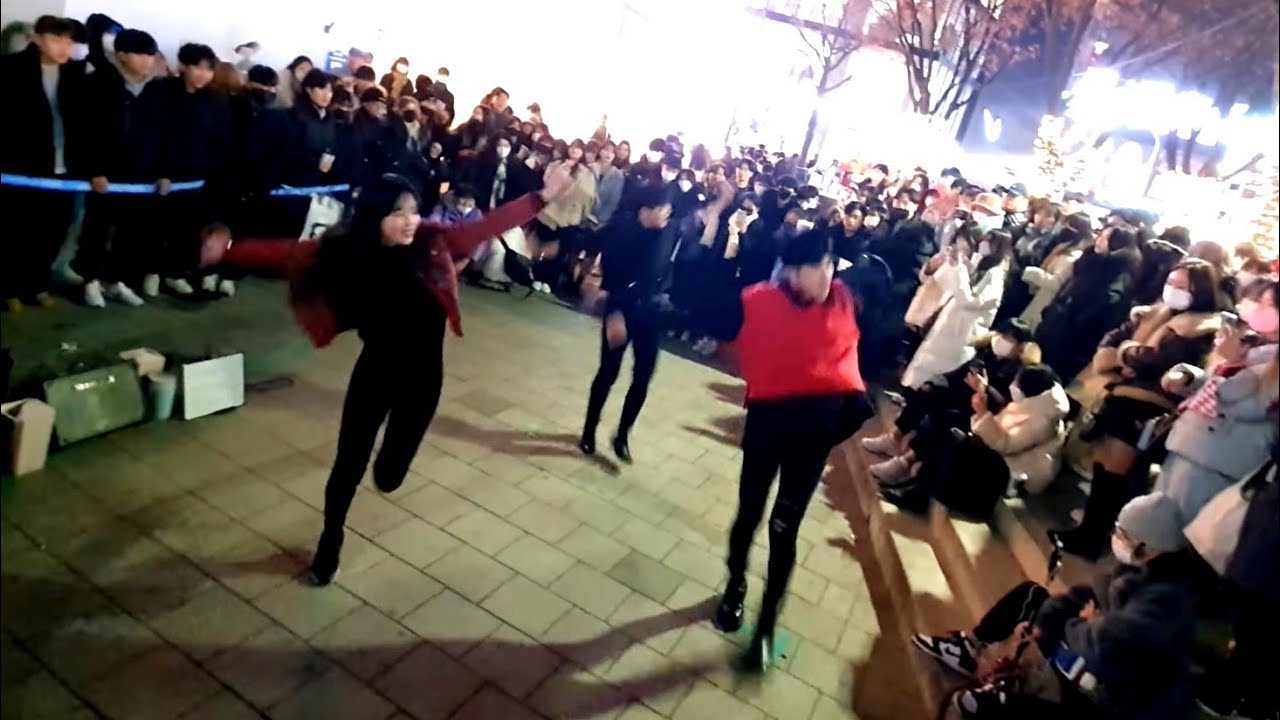 YU KAGAWA, HYOJIN & SHINHWA. EXHILARATING INTERACTIVE. HONGDAE BUSKING MEMORY.