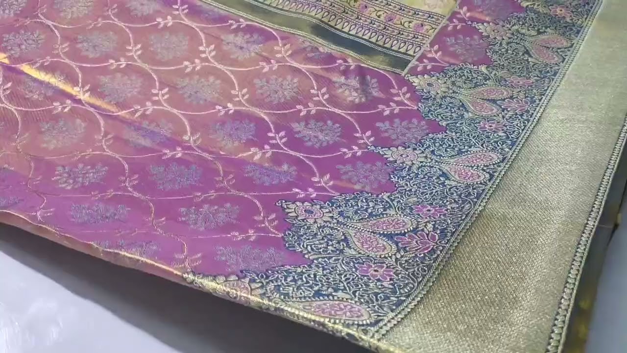 Bridal wear pure Kanchipuram tissue meenakari floral brocade designs ✨