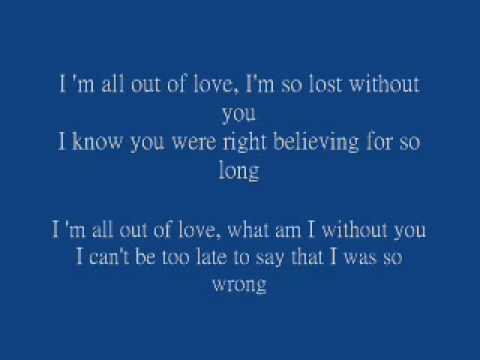 All out of love  - Air Supply (With Lyrics)