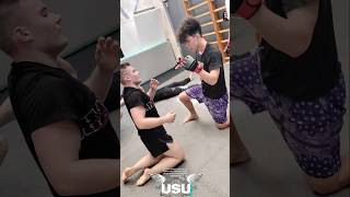 Transition from closed guard to demiguard then to mount+Arms Choke#usufightcenter#mma#wrestling#gym
