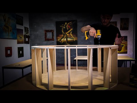 Круглый пуф. Размеры. Описание. round pouf. Мебель своими руками.Time lapse .