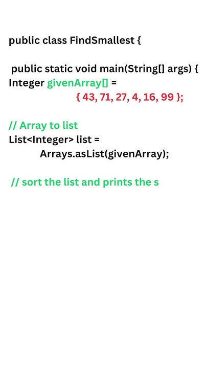 Find Smallest Number in an Array using Collections || Java programming ...