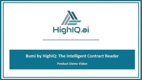 BUMI by HighIQ: Intelligent Contract Reader (Demo Video)