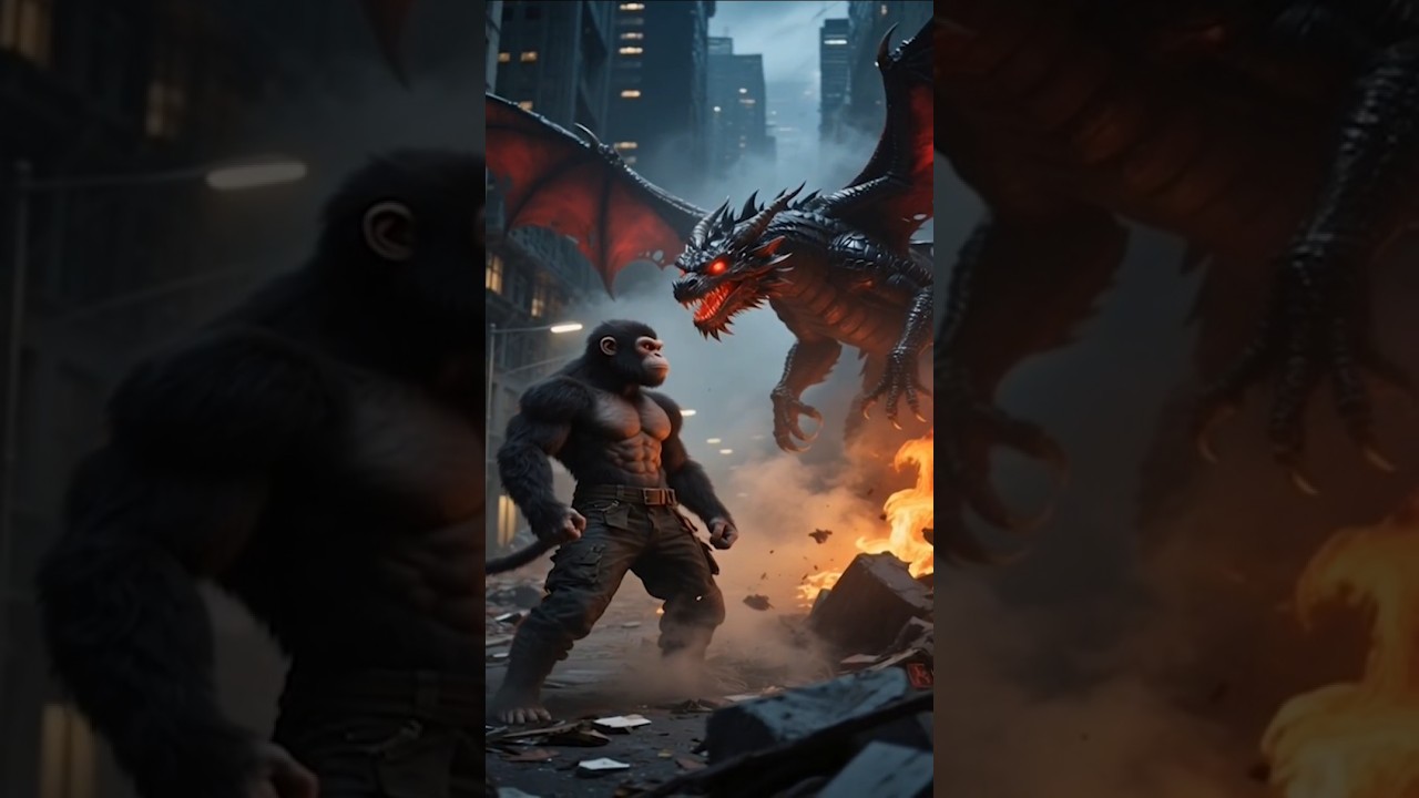 Giant Monkey vs Dragon 🔥 City Fight | Epic Monster Battle 