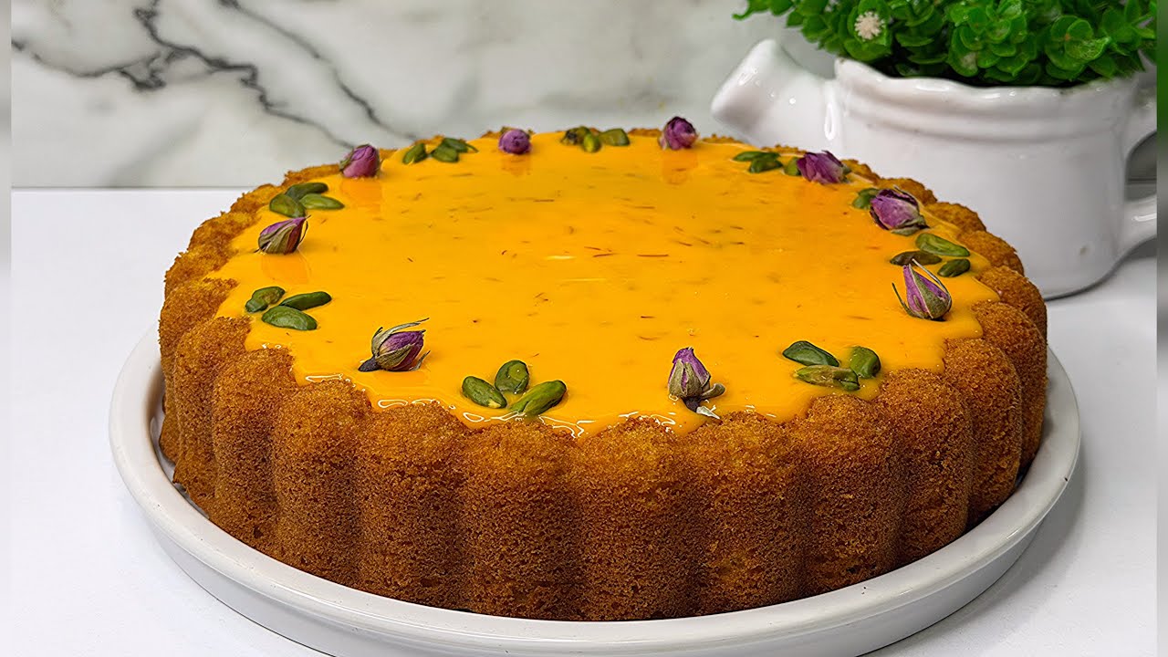 Cardamom and Rose Water Cake with Saffron Ganache | Tempting and Festive 🍰✨