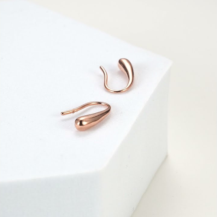 Rose Gold Sterling Silver Teardrop Earrings by Philip Jones Jewellery