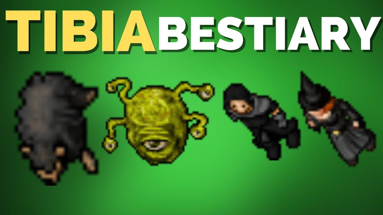 TIBIA BESTIARY Black Sheep, Bonelord, Novice of The Cult, Witch - Liberty Bay