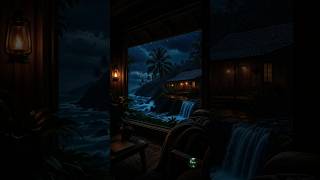 🌧️ Stormy Tropical Night in a Cozy Cabin | Rain Sounds for Sleep, Study & Relaxation ☕
