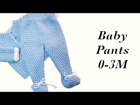 How to crochet newborn bean stitch baby pants with feet 0-6M Crochet for Baby#172