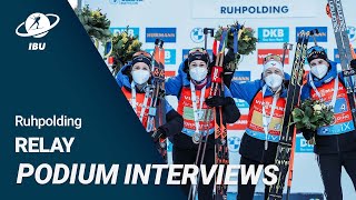 World Cup 21/22 Ruhpolding: Women Relay Podium Interviews