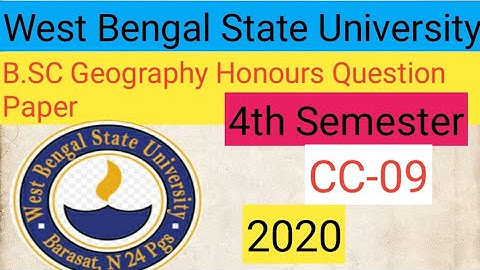West Bengal State University B.Sc Geography Honours 4th Semester Question Paper CC-09