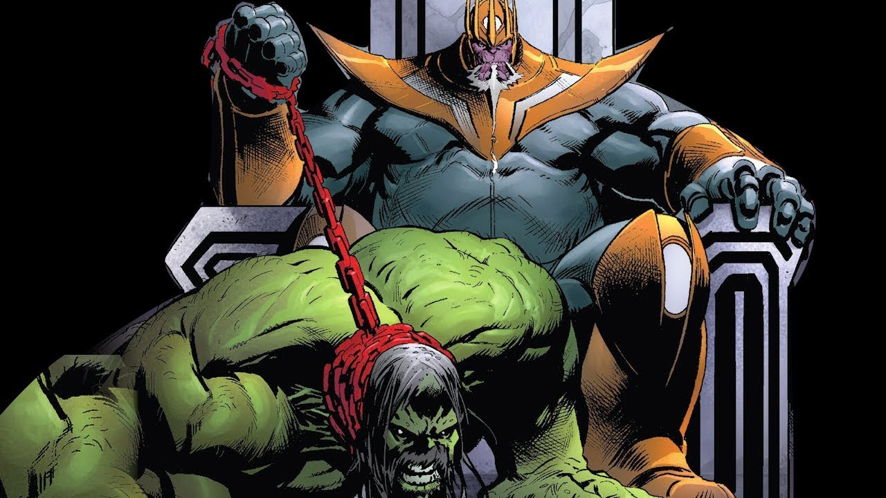 헐크를 애완동물로 기르는 미래의 타노스