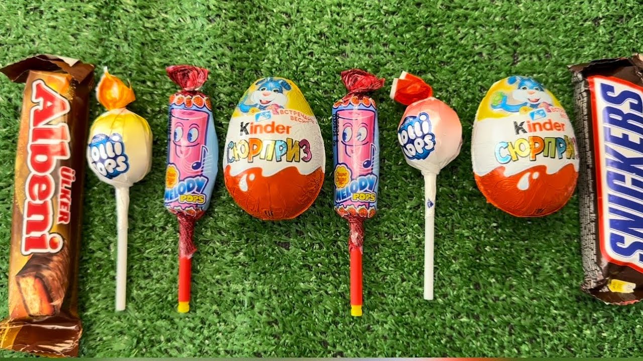 ASMR Most Popular Candys / some lost of colorful raindow lollipop candy / unpaking chokolate