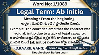 Word No:01/1089 Legal Term- Ab Initio