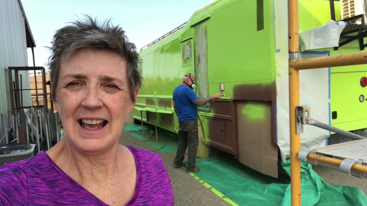 Painting our School Bus - Vlog 171 School Bus Conversion