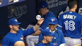Donaldson admires his big bubble in dugout