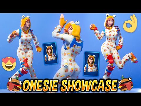 New Onesie Female Durr Burger Skin Showcase With Best Fortnite Dances Emotes Youtube