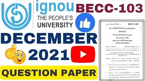 IGNOU BECC 103 DECEMBER 2021 QUESTION PAPER