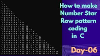 How to make triangle 📐 number star row pattern in c #C #coding #pattern #design (Day-06)