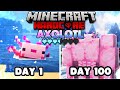 I Survived 100 days as An AXOLOTL in the ICE AGE in 1.17 Hardcore Minecraft...