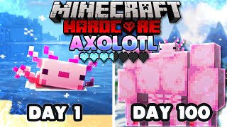 I Survived 100 days as An AXOLOTL in the ICE AGE in 1.17 Hardcore Minecraft...