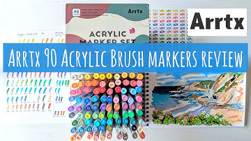 Arrtx 90 Acrylic Brush Marker Set Review, with Swatch, Painting & 6 Month Lightfast Test (of 60 Set)