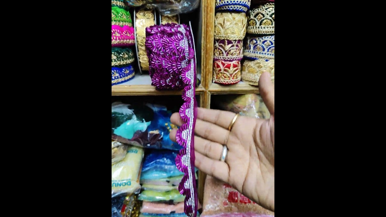 maggam work saree border// mazanta colour saree lace