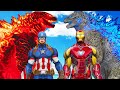 GODZILLA FIRE VS CAPTAIN AMERICA & GODZILLA ICE VS IRON MAN