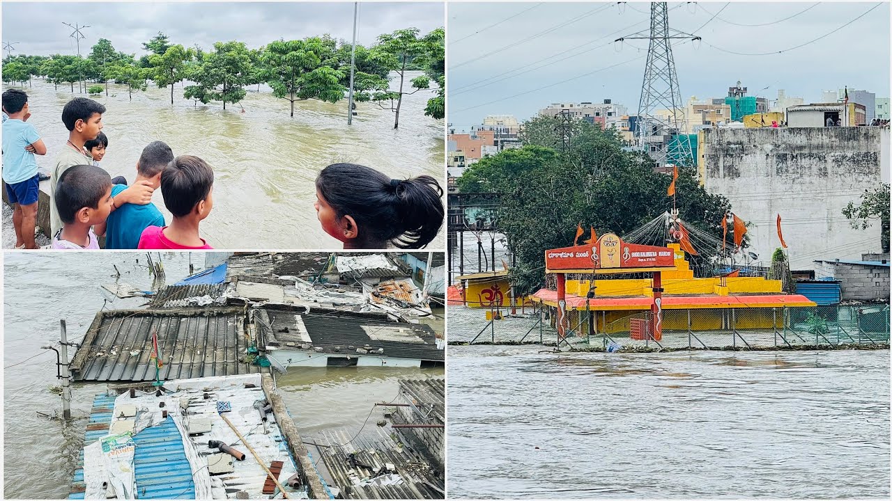 1st Time Ever Hyderabad 2025 Floods | Temples, Roads, and Homes Under Floods😱 Viral Footage Part -2 