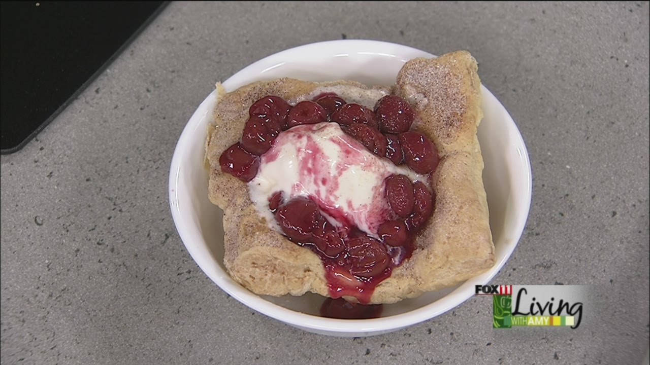 Cherries and Ice Cream in Pastry Cups