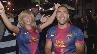 Barcelona taraftarları şampiyonluğu kutluyor