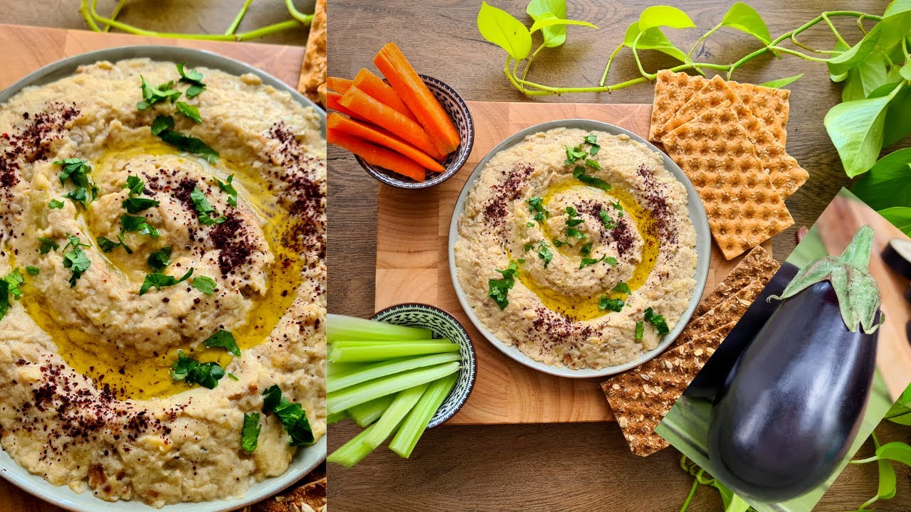 Roasted Eggplant Dip | Roasted Aubergine Dip | How to Make Mutabbal ...