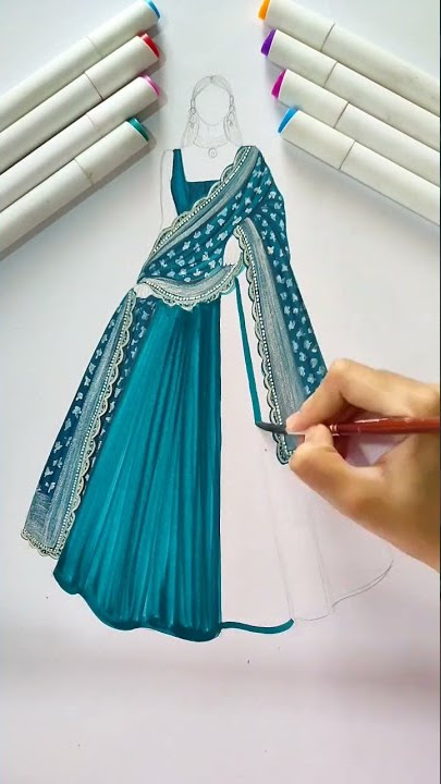 Fashion illustration😍 How I color the base : tutorial #shorts