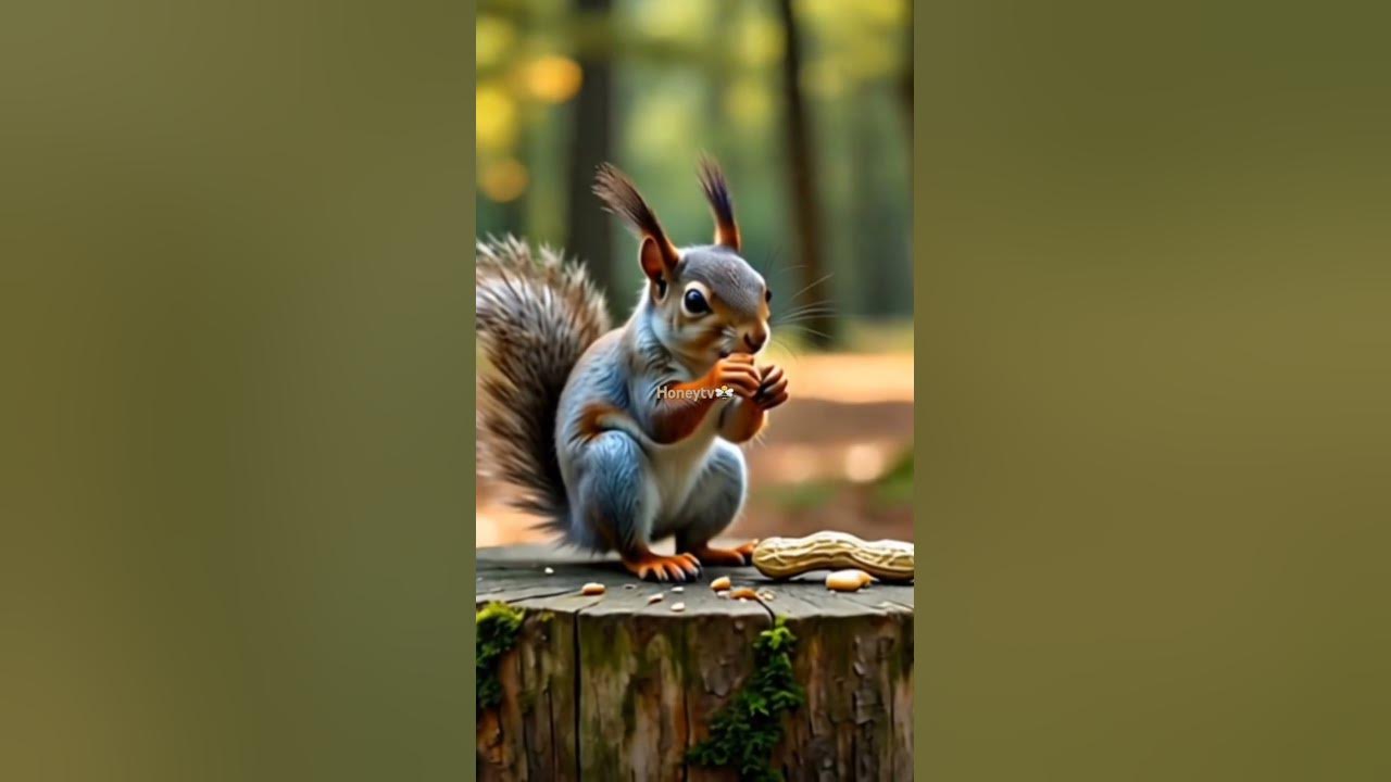 Squirrel eating peanut #squirrel #cute #ai #funny #voiceover - YouTube