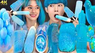 ASMR ICE CREAM BLUE PARTY JELLY MUKBANG EATING SOUNDS