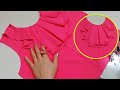 Ruffle neck sewing tutorial  ruffle neck pattern and sewing  tio sewing 