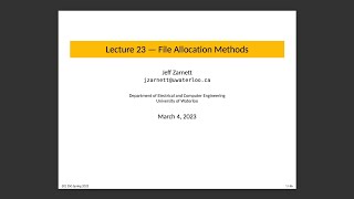 ECE 350 Lecture 23: File Allocation Methods