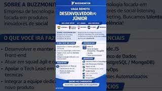 🚨 Dev Jr remoto | React + Node | Link abaixo. https://buzzmonitor.vagas.solides.com.br/vaga/813814⁠