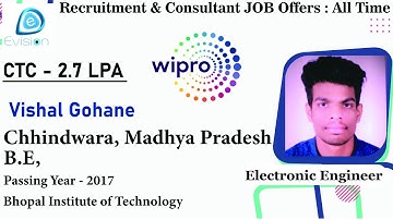 Congrats, Vishal | Selected in WIPRO | 2.7 LPA | ELECTRONICS ENGINEER, Passing 2022 | Chhindwara,MP