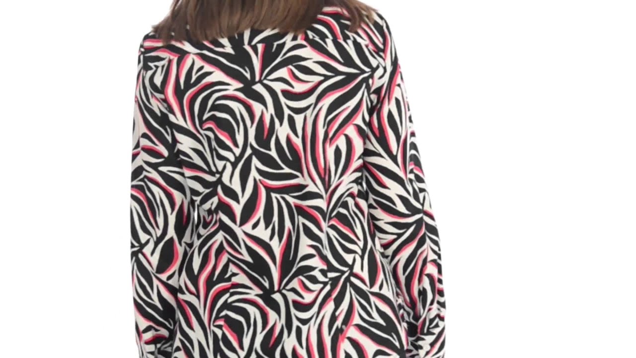 Foxcroft Fitted Cotton Abstract Palm Shirt - Wrinkle Free, Long Sleeve ...