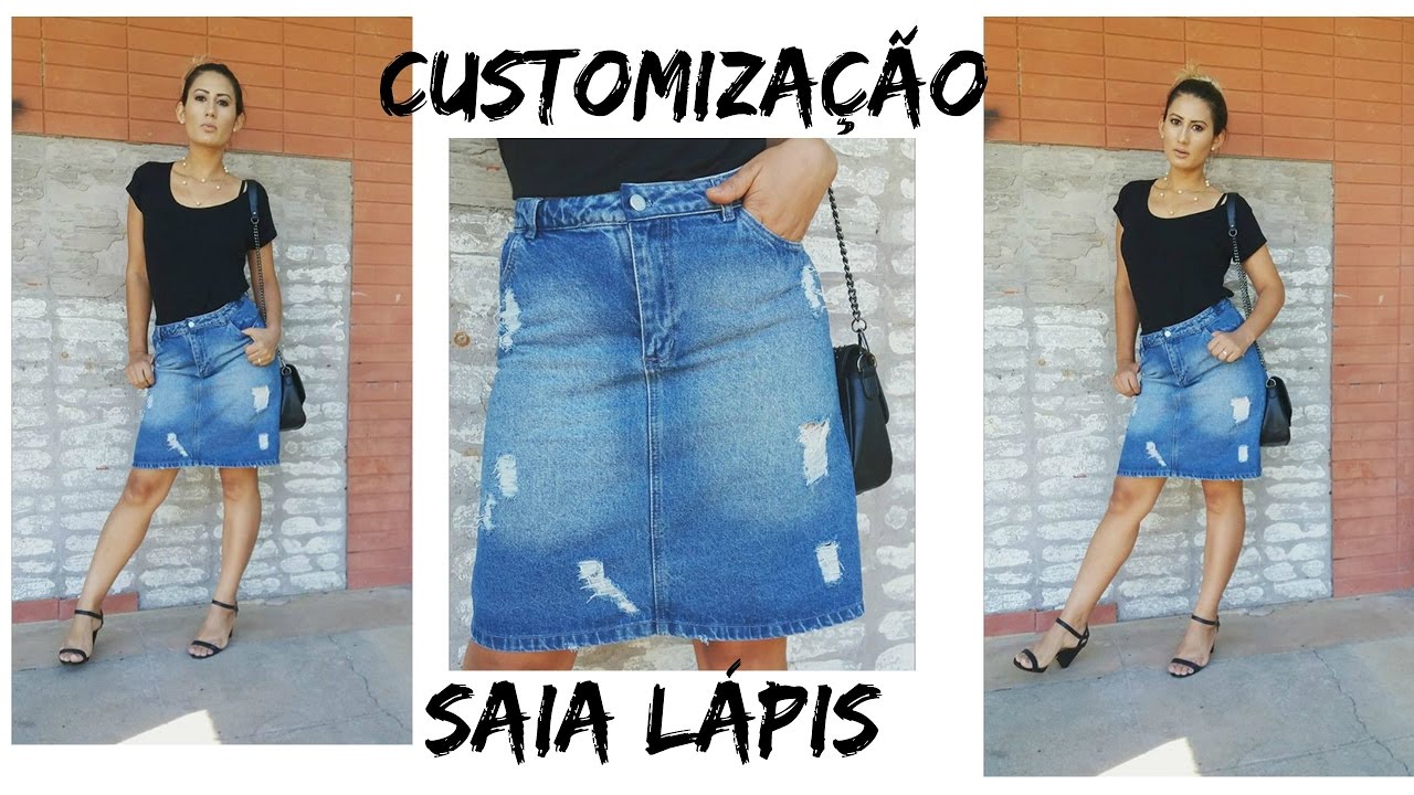 customizar saia jeans desfiada