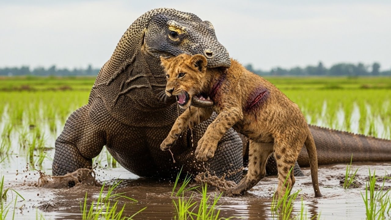 Komodo Dragon vs baby Lion | Epic Animal Clash