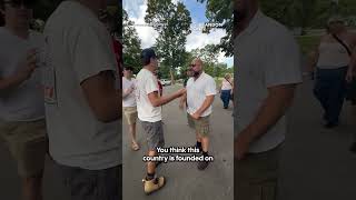 A man in Orillia confronted an alleged white supremacists group for hosting a rally
