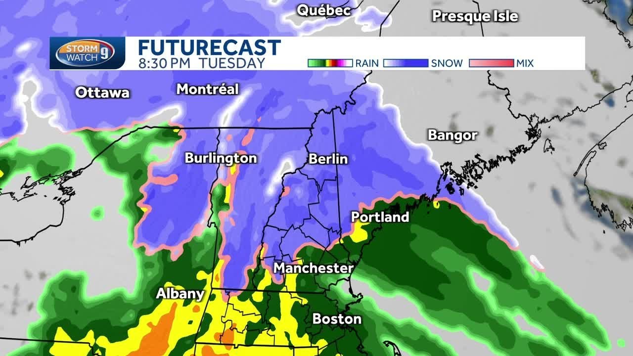 New Hampshire hourly weather: Track initial snow followed by heavy rain ...