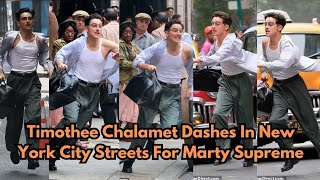 Timothee Chalamet Dashes In New York City Streets For Marty Supreme