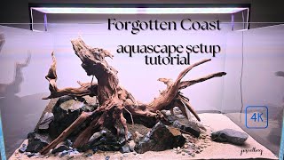 "Forgotten Coast" ADA 90P Step by Step aquascape tutorial in 4K Part1: Hardscape