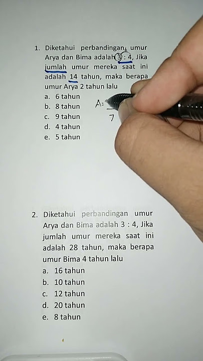 SOAL TES PSIKOTES MASUK KERJA, SOAL TES SELEKSI KEDINASAN, SOAL PERBANDINGAN UMUR