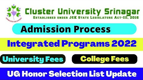 Cluster University Admission Process & Fees Detail Integrated Programs 2022 | Honors Selection list