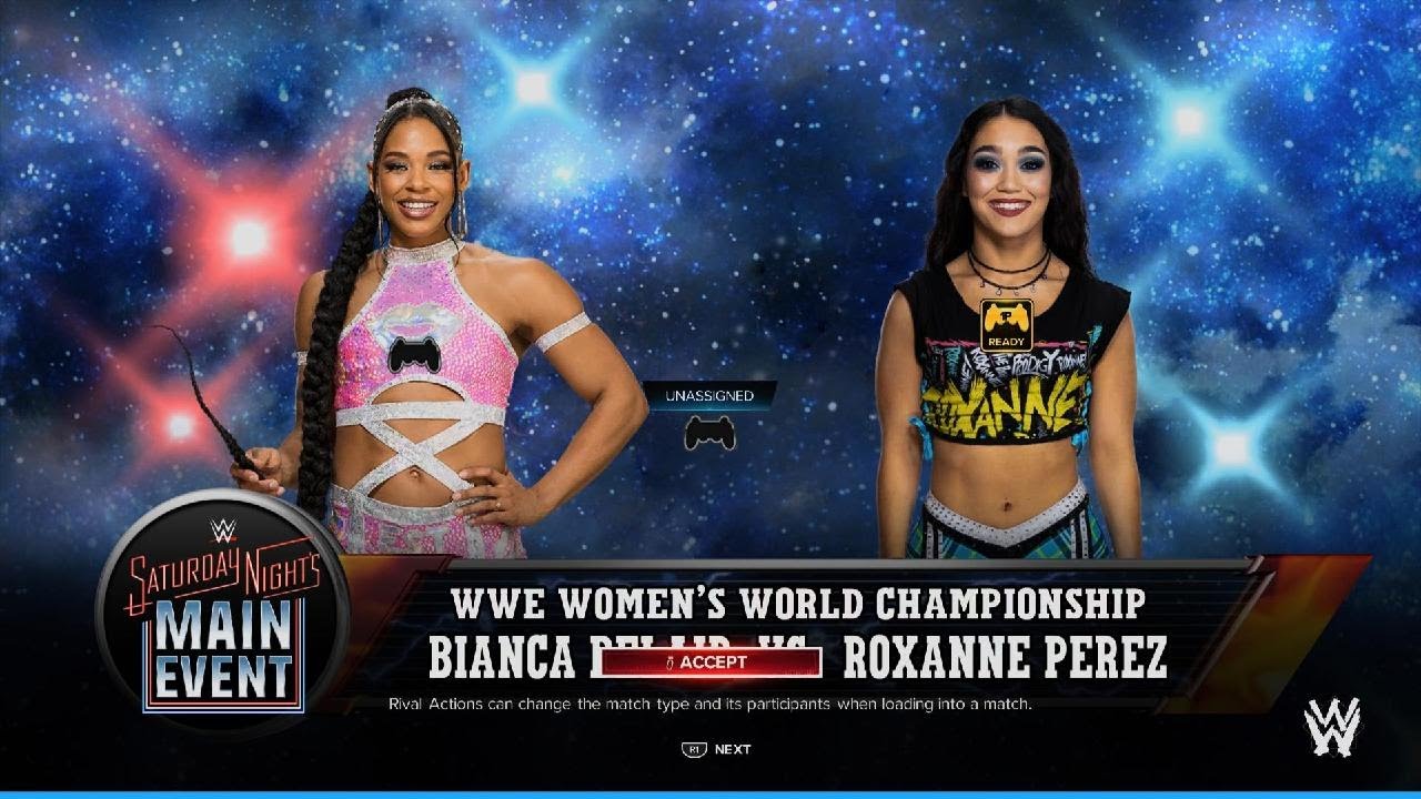 WWE 2K24 Bianca Belair Vs Roxanne Perez for Women's World Title - Saturday Night's Main Event